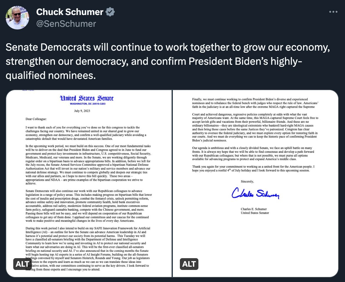 tomangell's tweet photo. Senate Majority Leader Chuck Schumer said marijuana banking legislation is on the body's summer agenda—though he stressed that GOP support will be needed and he didn't mention his previously expressed plan to attach cannabis expungements to @SAFEbanking

https://t.co/zOTTq9bqkf https://t.co/xMdaAqCUiW