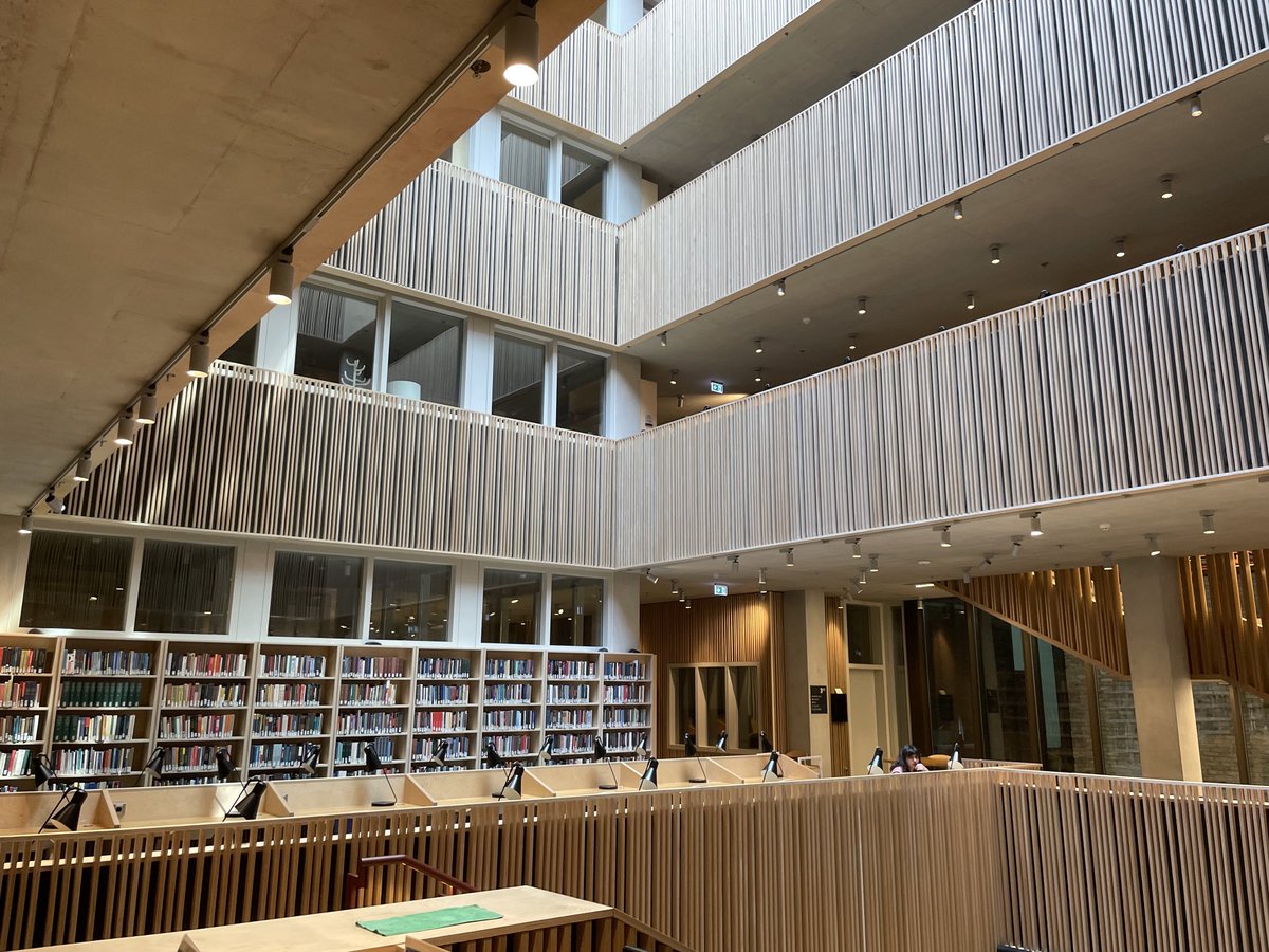 mjgbakker's tweet photo. Lovely library tour last Friday as part of #LIBER2023. Such a beautiful @ceu library (built in 2016) but sadly no students to be found anymore as the Central European University had to move to Vienna. The library will follow as soon as there’s suitable building space https://t.co/iIRVncVTga