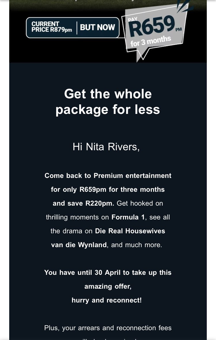 Nitapink's tweet photo. Be careful of @DStv @MultiChoiceGRP It is disgusting how they mislead the public into buying back into their product. Haven’t subscribed to DSTV for 8 months, content has been bleh. Decided to give another chance by taking ‘the deal’. T&amp;C’s where? #ByeDSTV #ConArtists #Liars https://t.co/BxenmyZ4Vr