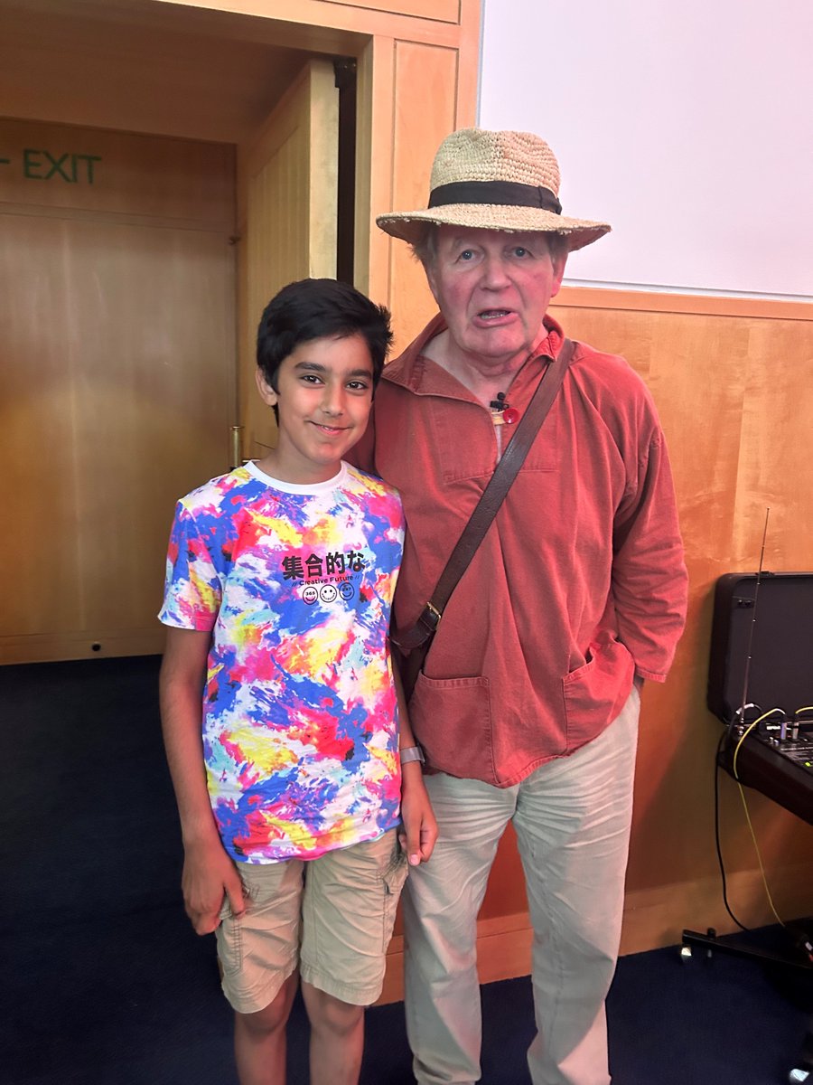 HomefieldSchool's tweet photo. Sid in #Year7 was thrilled to meet Michael Morpurgo at an event at the British Museum! @britishmuseum #literacy #writer #michaelmorpurgo #london #topprepschool https://t.co/PEltO4wlGN