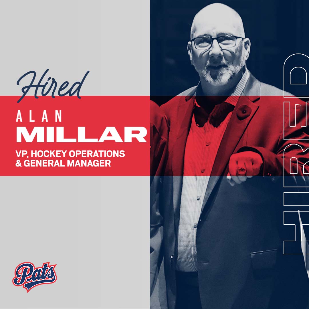 WHLPats's tweet photo. NEWS📰: The Regina Pats announced changes to their Hockey Operations department on Monday.

John Paddock has announced his retirement and Alan Millar has been hired as the new VP, Hockey Operations and GM. 

#LegendsInTheMaking | @TheWHL 

🔗⬇️