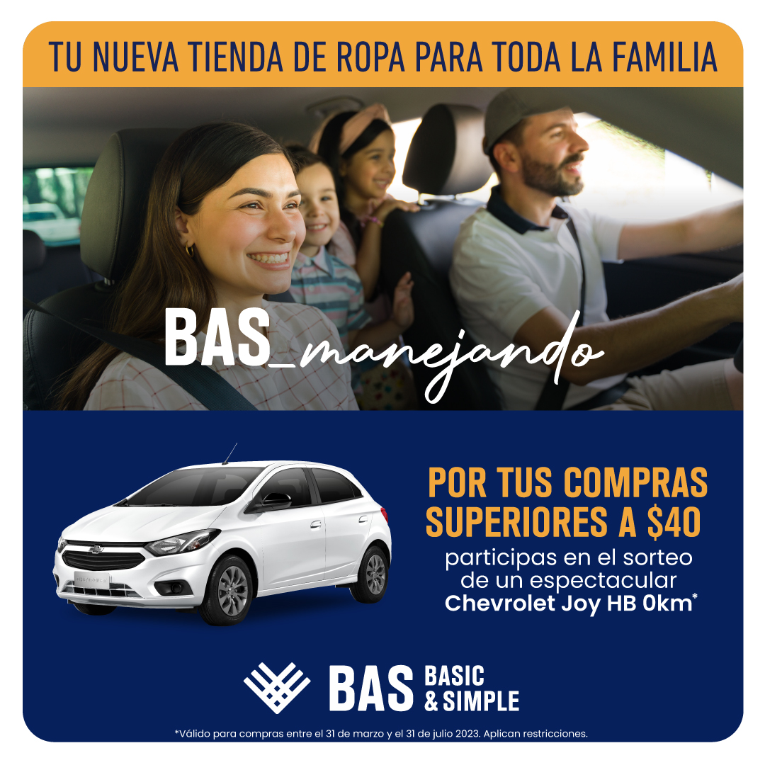 ¡Participa en el sorteo para ganar un Chevrolet Joy en BAS! 🚗

Por compras superiores a $40 puedes ser el ganador de un vehículo 🤩 0 km*. 

¡Participa YA!
#BAS #DisfrutadeLoSimple #Sorteo #ChevroletJoy