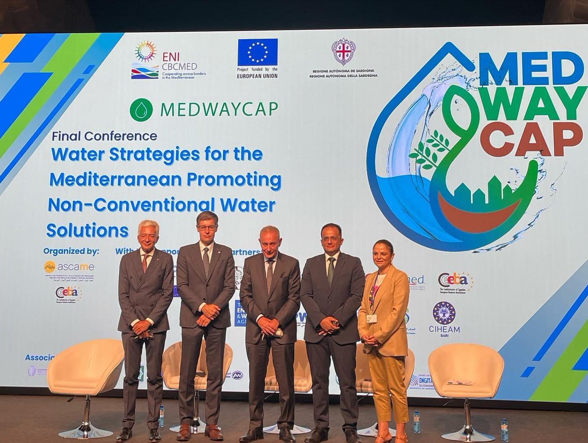 CIHEAMBari's tweet photo. #MEDWAYCAP final conference in #Barcelona 🇪🇸 

#RoulaKhadra officially launched the MEDWAYCAP #MoU to enact an #alliance for a long term #capitalization strategy toward an urban-rural integrated development of Non-Conventional Water Resources at Med level.
https://t.co/h2jmyQFBgP https://t.co/o5ZkGo40DO