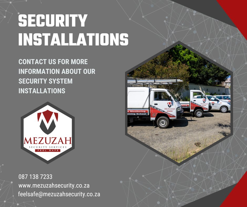 MezuzahSecurity's tweet image. Revolutionise the way you protect your property and assets with Mezuzah Security Services&apos; #SecurityInstallations! Contact us today for more information! #securitycompany #feelsafe 

Mezuzah Security Services 087 138 7233 mezuzahsecurity.co.za feelsafe@mezuzahsecurity.co.za