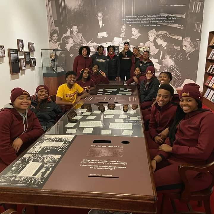 When you're in Dr. Bethune's Smithsonian room wearing B-CU gear, it hits you that you have a part in a great legacy. This is my favorite photo op..one of our team in her room. I think she'd like it too Happy Birthday, Dr. Bethune.