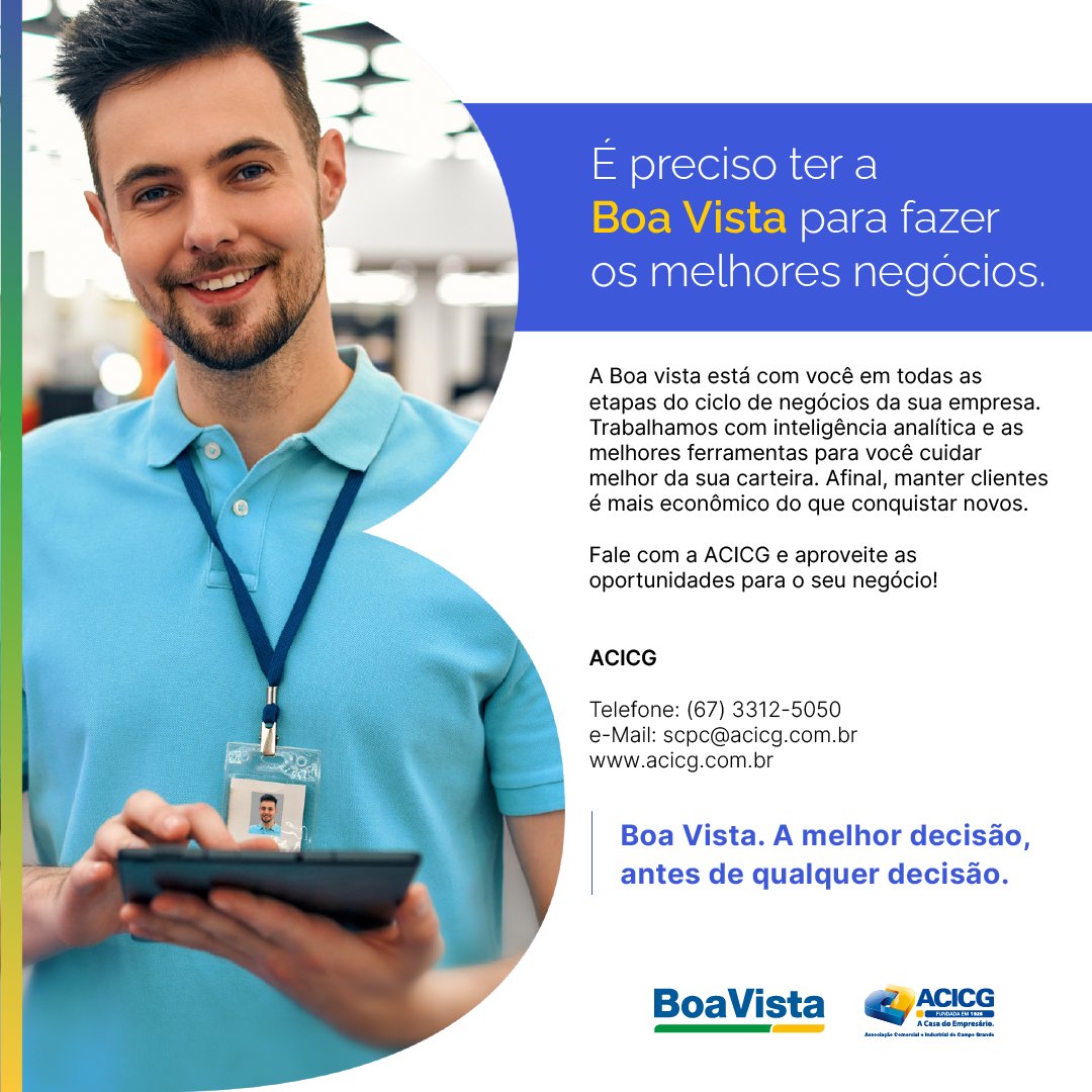 ACICG's tweet photo. A Boa Vista SCPC te garante acesso a um dos maiores bancos de dados do mercado, entre me contato conosco e faça um orçamento! 

Informações: (67) 3312-5050 | scpc@acicg.com.br 

#acicgms #scpc #boavista #consultacredito #bancodedados https://t.co/UYaSDeBXZr