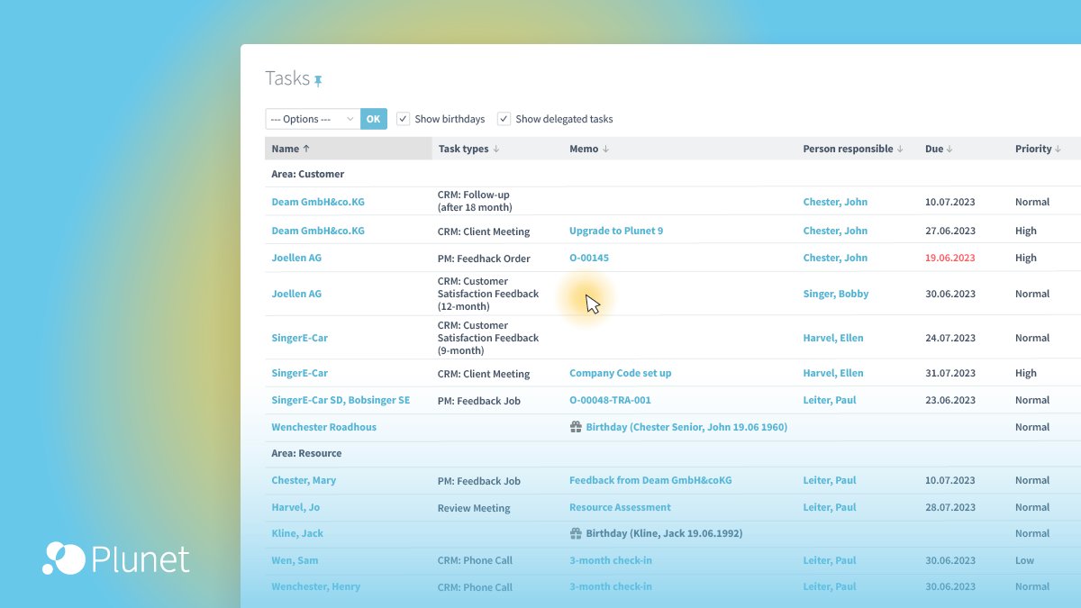 Need to arrange a meeting with a customer or follow up with a prospect? Set a reminder and stay on top of your game. These tasks can be displayed on your Dashboard as helpful reminders for activities that require your attention.

#Plunet #Plunettbms #Translationmanagement #TBMS