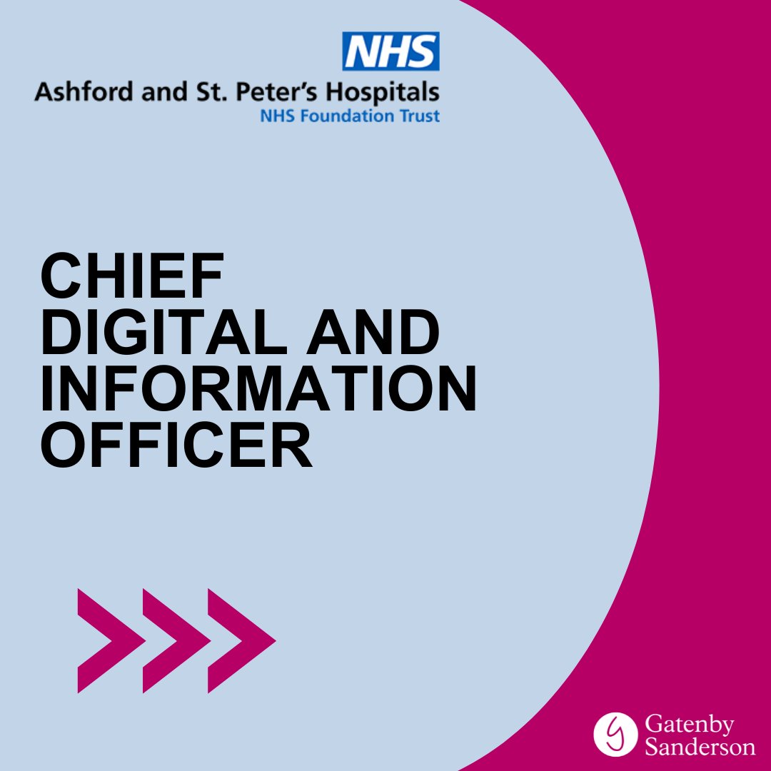 GatenbySanderson (@gatenbys) on Twitter photo NEW OPPORTUNITY <a href="/ASPHFT/">Ashford & St Peter's</a>
As a member of the Board reporting to the CEO, the Chief Digital and Information Officer will play a crucial role in shaping our future strategic direction.
To find out more and apply, visit tinyurl.com/3ppv5kjs NEW OPPORTUNITY <a href="/ASPHFT/">Ashford & St Peter's</a>
As a member of the Board reporting to the CEO, the Chief Digital and Information Officer will play a crucial role in shaping our future strategic direction.
To find out more and apply, visit tinyurl.com/3ppv5kjs