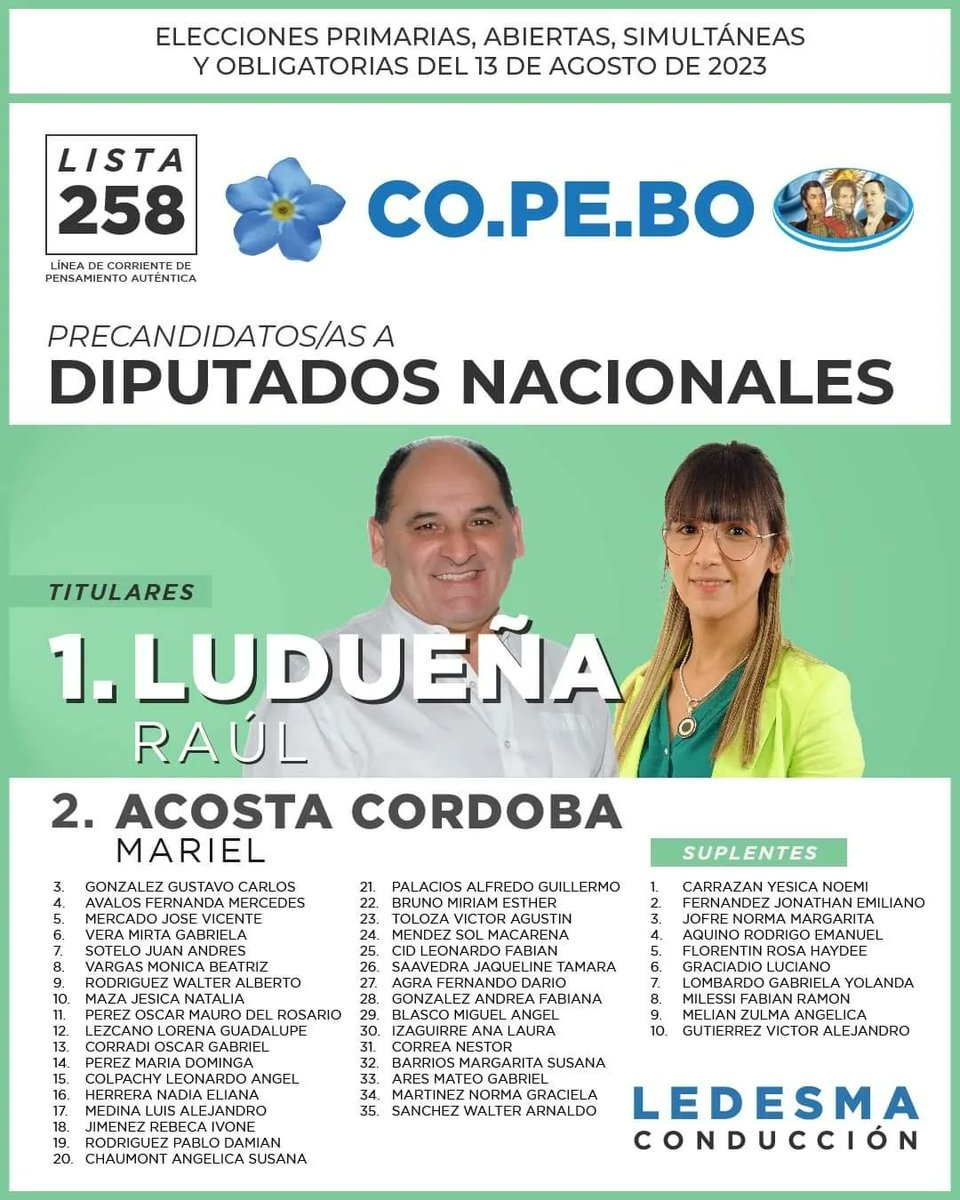 💠 EN EL CONGRESO CON CO.PE.BO,VOLVÉ A CREER  💙

 ➡️ PATRICIA GARDELLA - OSCAR PETTINATO -Precandidatos  a SENADORES NACIONALES
 ➡️ RAÚL LUDUEÑA -MARIEL ACOSTA CORDOBA -1° y2° Precandidatos a DIPUTADOS NACIONALES

#CoPeBo #PASO2023 

#elecciones #Nacional
