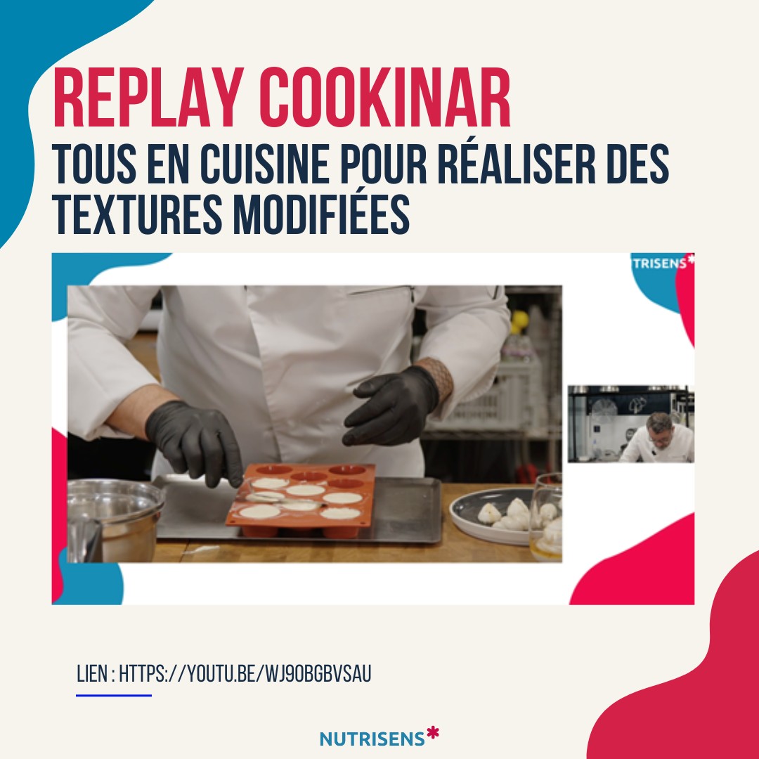 📢[ Cookinar]
Le replay est disponible !

Le 3 juillet a eu lieu notre premier Cookinar. Vous étiez 149 personnes connectées ! 🎉

Le thème portait sur "La réalisation de desserts en textures modifiées" ! 

Pour voir ou revoir le Cookinar c'est par ici 
🎥 youtu.be/Wj9obGbvSaU
