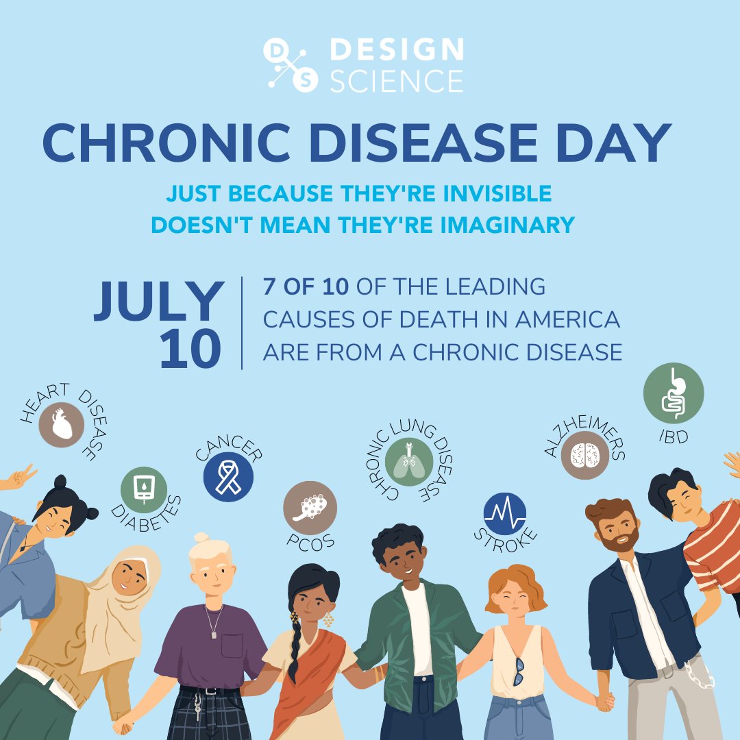 designscience's tweet image. Today, on July 10th, we would like to acknowledge Chronic Disease Day.  Join us in raising awareness for those battling chronic illnesses that often go unnoticed.  

#ChronicDiseaseDay #ChronicIllnessAwareness #ChronicIllnessWarrior #ChronicIllnessLife