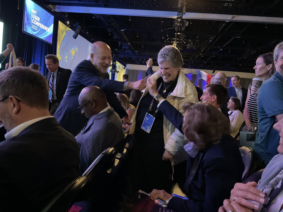 The #esriuc2023 plenary, where legends meet! 😀 (NOAA Administrator Rick Spinrad, Mary Munk of the Walter Munk Foundation, Her Deepness <a href="/SylviaEarle/">Sylvia A. Earle</a> of <a href="/MissionBlue/">Mission Blue</a>