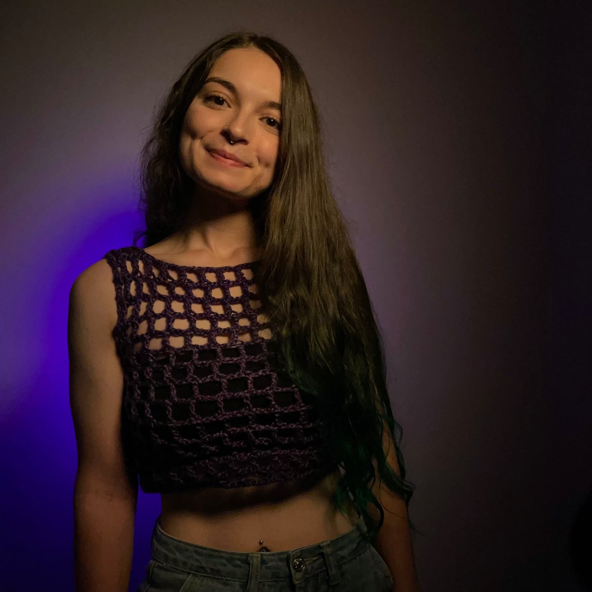 mellowknott's tweet photo. cozy mesh tank🕸️🪻 https://t.co/P6XlvhmhSM