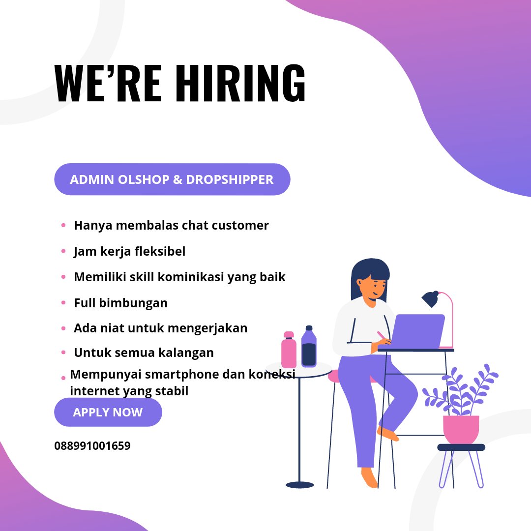 pptska's tweet photo. info loker WFH admin
gaji up 200-1jt/minggu
kerja sampingan (part time) bisa untuk semua kalangan dari anak SMA/SMK/MA/SMP, mahasiswa, ibu rumah tangga, gabyear, dll
bisa wa/dm ya💌

#WFH #WorkFromHome #infoloker #kerjaonline #parttime #zonauang️ #Loker https://t.co/8DJgygpyuu