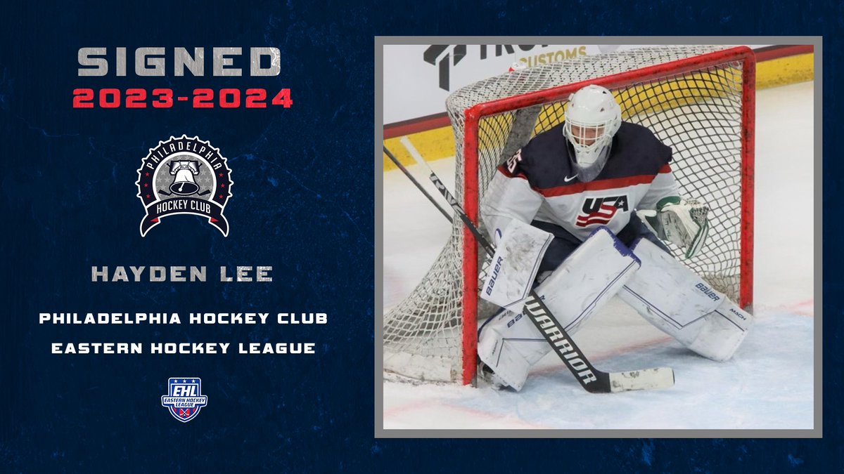 PhillyHC_EHL's tweet photo. SIGNED: We have signed 2004 goaltender Hayden Lee to our roster.
Lee formerly played for the Colorado Thunderbirds.
Welcome to Philly, Hayden
#PhillyHC https://t.co/xoXLcYv3VU
