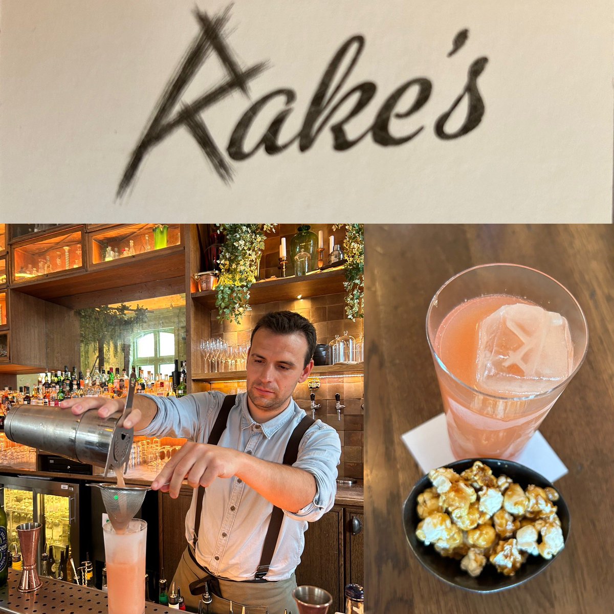 OfficialZECA's tweet photo. RAKE’s Café Bar. @AndazLondon 
‘Traits’ cocktail w/ ZECA Cachaça, Ancho Reyes, Mezcal, Grapefruit &amp; Popcorn on the side. Thank you bartender Julio. https://t.co/KnblV9VHrq