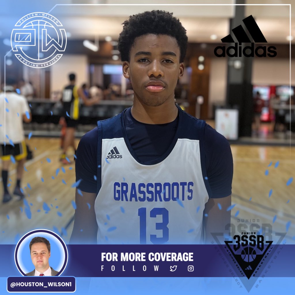 2027 Willy Kibowa showed his ability to score the ball at a high level and seemed to get a basket whenever his team needed it as Grassroots Elite Canada Gold (CAN) got a narrow victory over Utah Hold (UT) this morning at the @Jr3SSB Nationals.