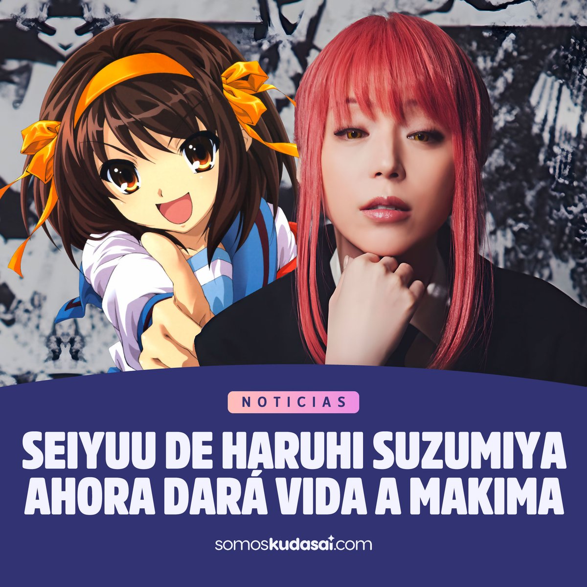animetrends's tweet photo. 🚨【BREAKING】🚨
La seiyuu Aya Hirano por fin está de regreso en los titulares, ahora interpretando a Makima en la obra teatral de "Chainsaw Man".

⚡ Ella dio voz al popular personaje de Haruhi Suzumiya, pero atravesó por un escándalo que casi terminó con su carrera en 2011. https://t.co/U7nznEPFk2
