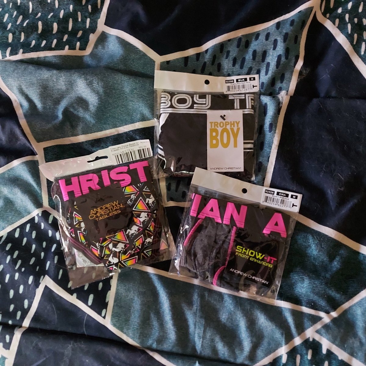 locked_sanity's tweet photo. I'm a VERY happy locked boy at the moment. 3 new pairs from @andrewchristian
Thanks to @Ellipse3dots for letting me piggy-back on his order!! #hapPENIS #undies https://t.co/JN46huJtKq