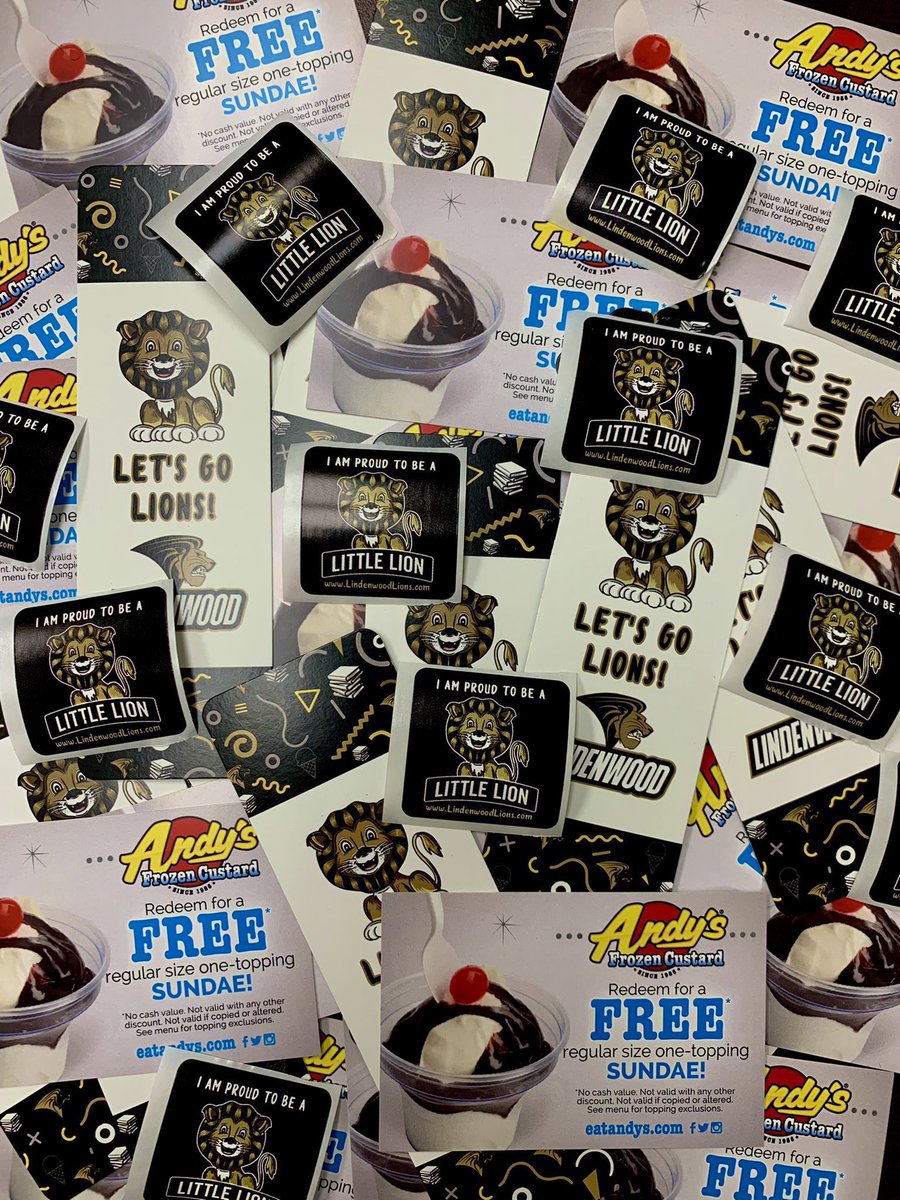 Lindenwood Athletics (@lu_lions) on Twitter photo 🦁🍦TODAY IS THE DAY🍦🦁
Attention Lions Fans and Summer Readers - mark your calendars for a visit to <a href="/EatAndys/">Andys Frozen Custard</a> to pick up your Summer Reading Program prizes and get 🆓 frozen custard!
📅 Monday, July 10
⏰ 5-7 PM
📍 1850 First Capitol Dr, St. Charles, MO
#NewLevel 🦁🍦TODAY IS THE DAY🍦🦁
Attention Lions Fans and Summer Readers - mark your calendars for a visit to <a href="/EatAndys/">Andys Frozen Custard</a> to pick up your Summer Reading Program prizes and get 🆓 frozen custard!
📅 Monday, July 10
⏰ 5-7 PM
📍 1850 First Capitol Dr, St. Charles, MO
#NewLevel
