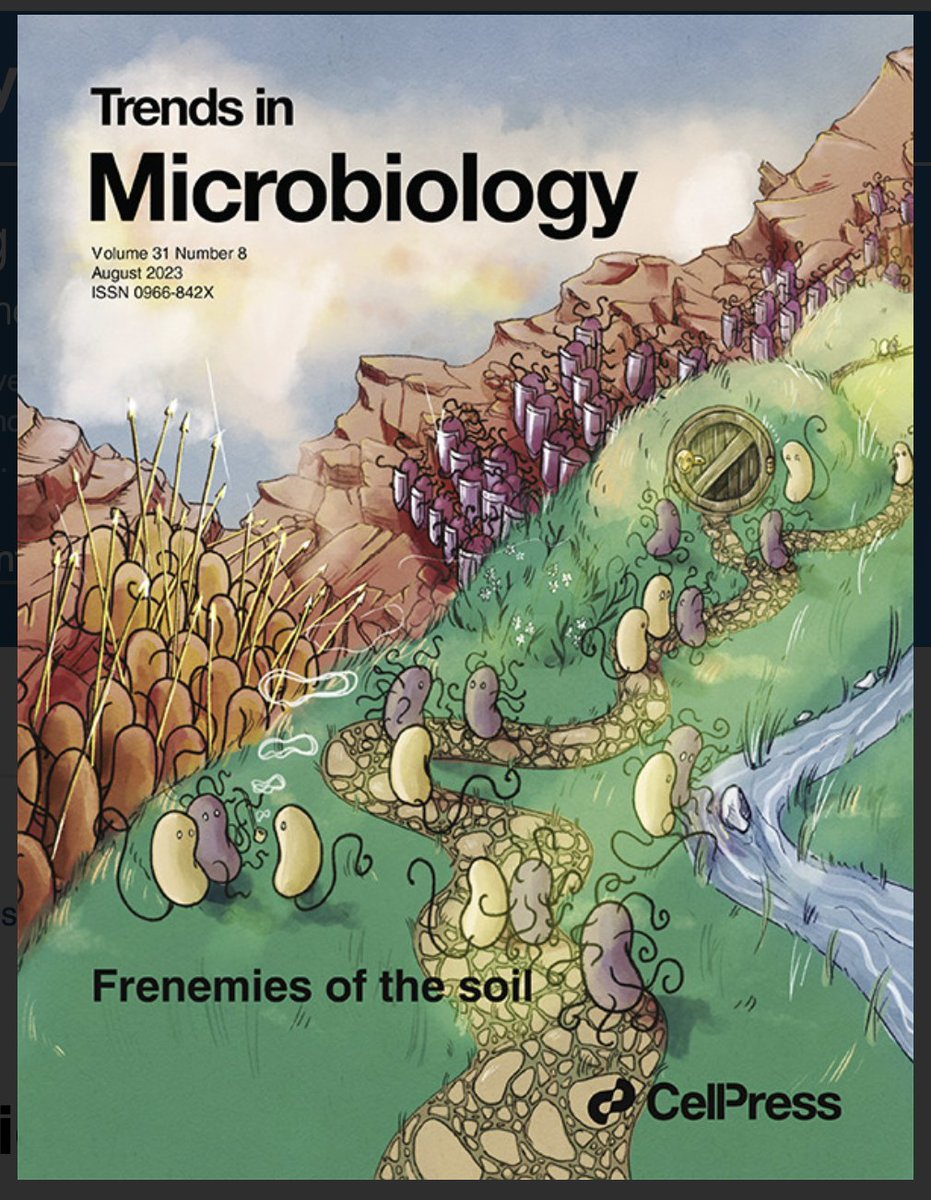 See the August issue of <a href="/TrendsMicrobiol/">Trends in Microbiology</a> online with a beautiful cover art @LizahvdAart has prepared for us, highlighting the review of <a href="/MarkLyng5/">Mark Lyng</a> - Frenemies of the soil: Bacillus and Pseudomonas interspecies interactions

cell.com/trends/microbi…