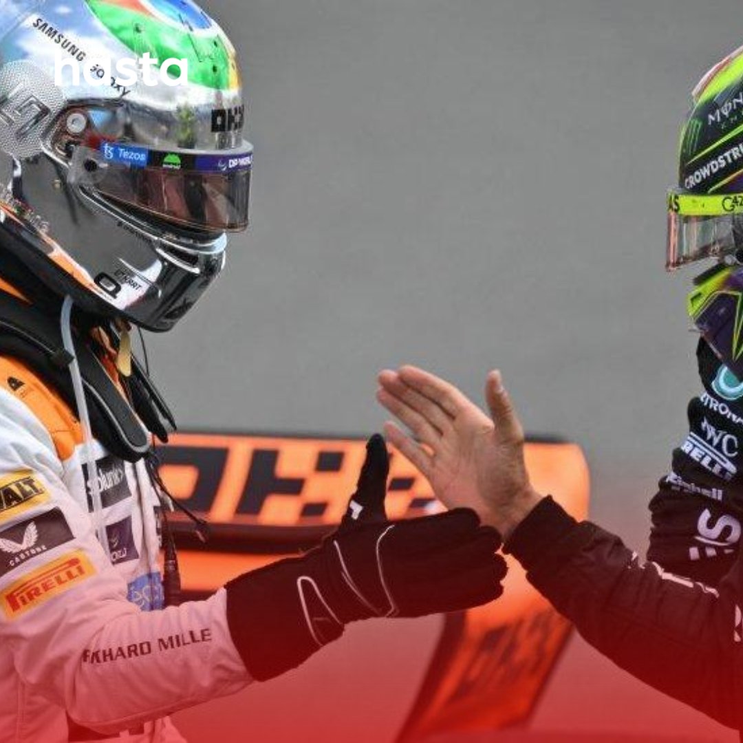 hastaWorld's tweet photo. What a Weekend! 

Not a day went by without action, yesterday we were treated to a double British Podium as Norris and Hamilton took the 2nd and 3rd place spots!

#F1 #Formula1 #BritishGP #Silverstone #Verstappen
Image Credits: BBSport| PlanetF1 | SportingNews | FlashScore https://t.co/T3h11vSWUy