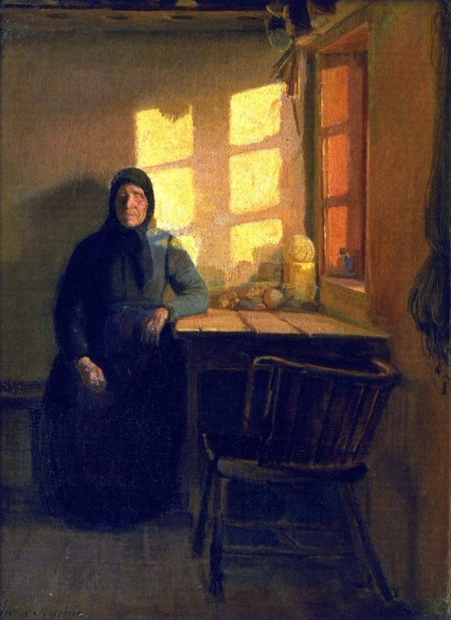 Danish artist Anna Ancher, Sunshine in the blind woman's room, 1885 #WomensArt
