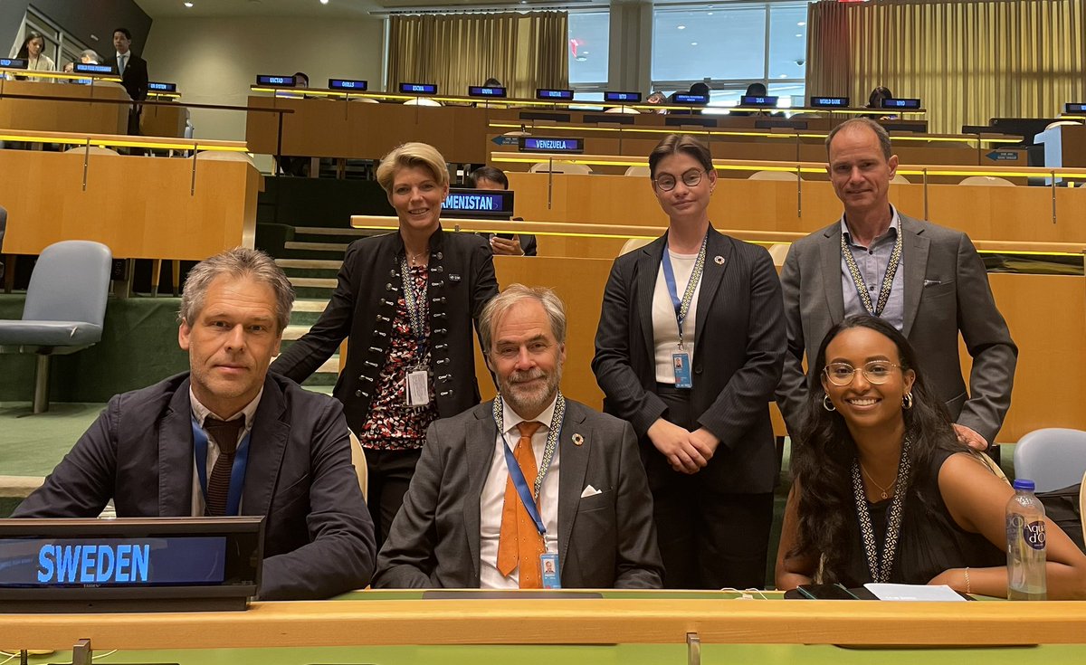 SwedenUN's tweet photo. #HLPF2023 is open! The 🇸🇪 delegation has arrived and is looking forward to engaging in speeding up the #SDGs for a more sustainable future for all 🌎  
#GlobalGoals #SWEatHLPF https://t.co/4Eooy5Soxb