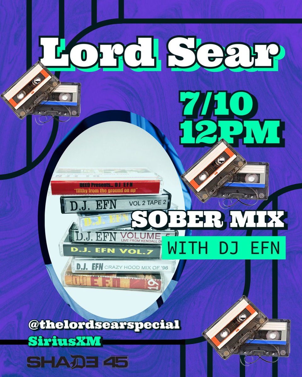 djEFN's tweet image. Catch me at noon rocking with the bro @lordsear on @Shade45 @SIRIUSXM 📡