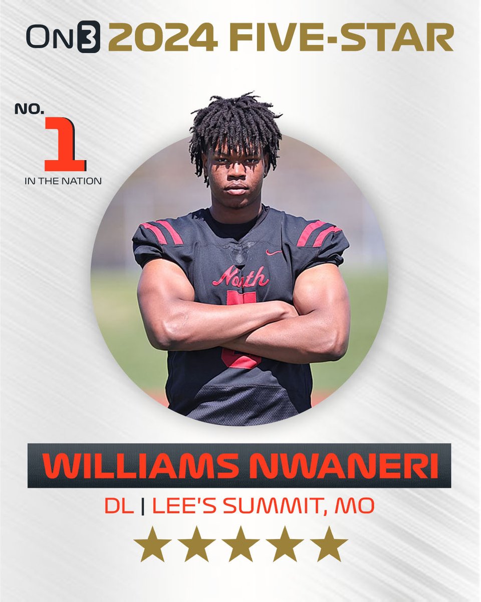 Rivals's tweet image. 🚨BREAKING🚨 DL Williams Nwaneri is the NEW No. 1 prospect in the updated 2024 On300.

on3.com/news/williams-…