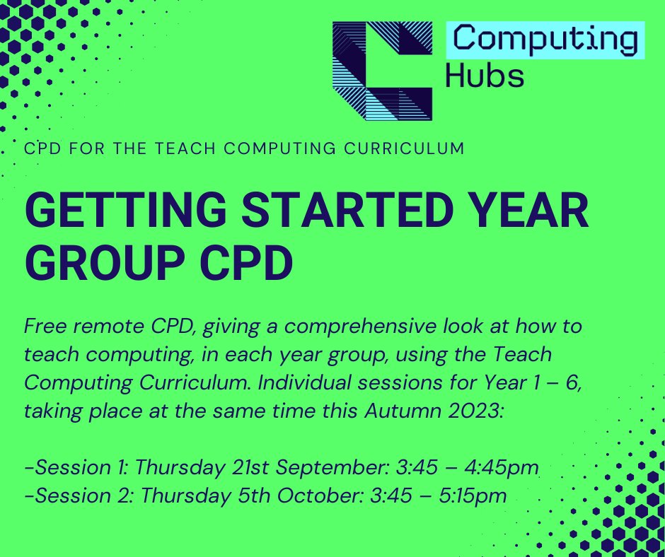 ComputingHubFT's tweet photo. 🤩Getting Started #CPD for all year groups
🗓Session 1 - 21 September 3:45 - 4:45
🗓Session 2 - 5 October 3.45-5.15
1️⃣https://t.co/7XipD4WgXf
2️⃣https://t.co/JJ6C086tkO
3️⃣https://t.co/8JqZI9FGPJ
4️⃣https://t.co/DRthuPemRZ
5️⃣https://t.co/jP0WIEYbRO
6️⃣https://t.co/1y480adx4k 👇🏻 https://t.co/yiO7JqWl5E