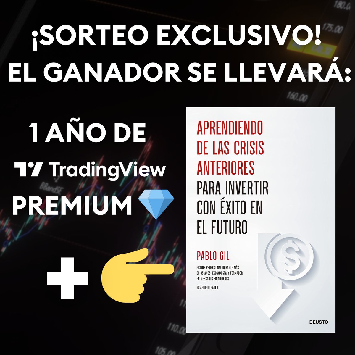 Sorteo TradingView con Pablo Gil 🔥

El ganador se llavará 1 año de TradingView Premium y su libro Aprendiendo de las crisis anteriores para invertir con éxito en el futuro

Para participar, siga las cuentas de <a href="/es_tradingview/">TradingView en español</a> y <a href="/PabloGilTrader/">Pablo Gil</a> , haga RT/like y deje un comentario