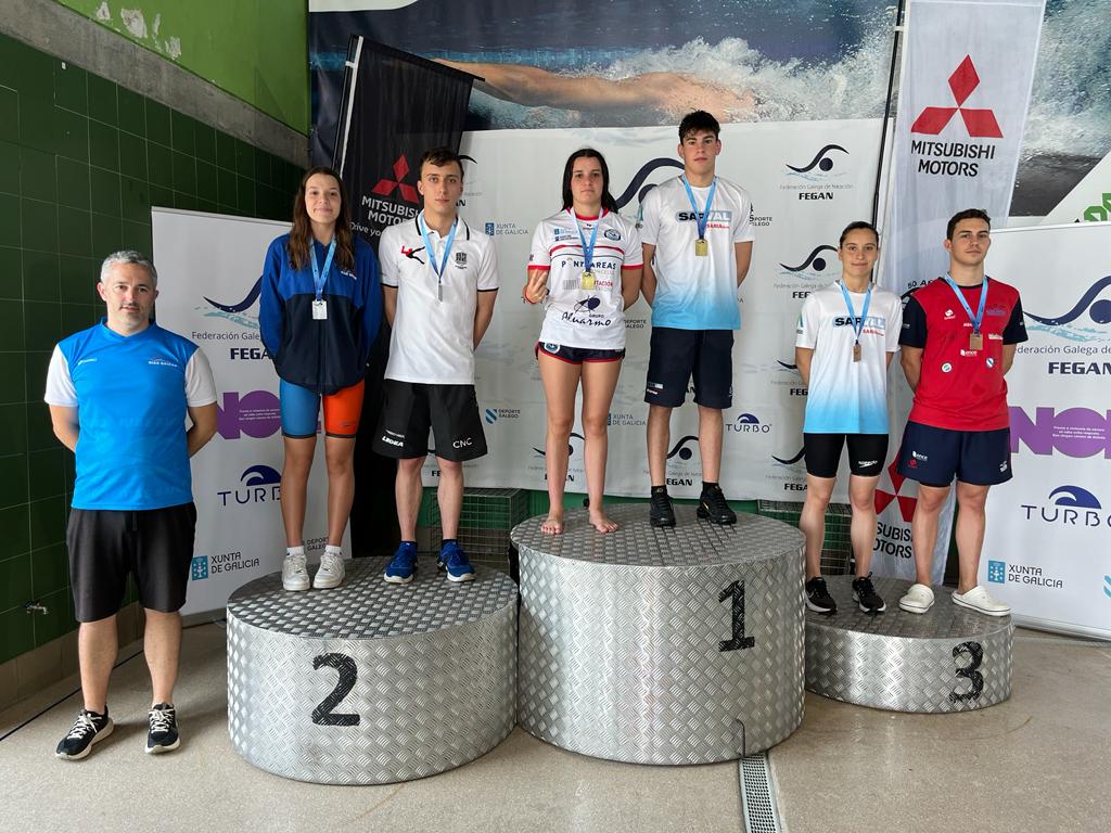ULTIMA JORNADA GALLEGO JUNIOR
Tres medallas en la ultima jornada del Gallego. 
Dos de plata para James Cummings en 400 estilos y 200 libres y bronce para Pablo Gómez en 800 libres.
ENHORABUENA!!!