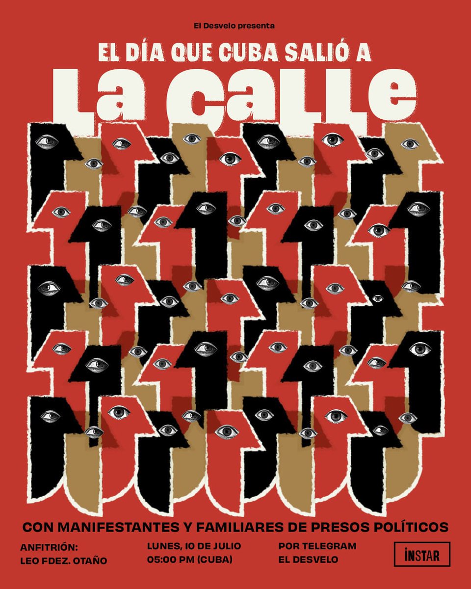 El #11J del 2021 #Cuba fue sacudida por un #EstallidoSocial que estremeció las bases del estado totalitario. En la víspera del 2do aniv., en #ElDesvelo hemos congregado a varios manifestantes. Nos comentarán sus vivencias. 5p (CU)》 t.me/+riEitdBsMHo2Z… #YoNoElijoDictaduras