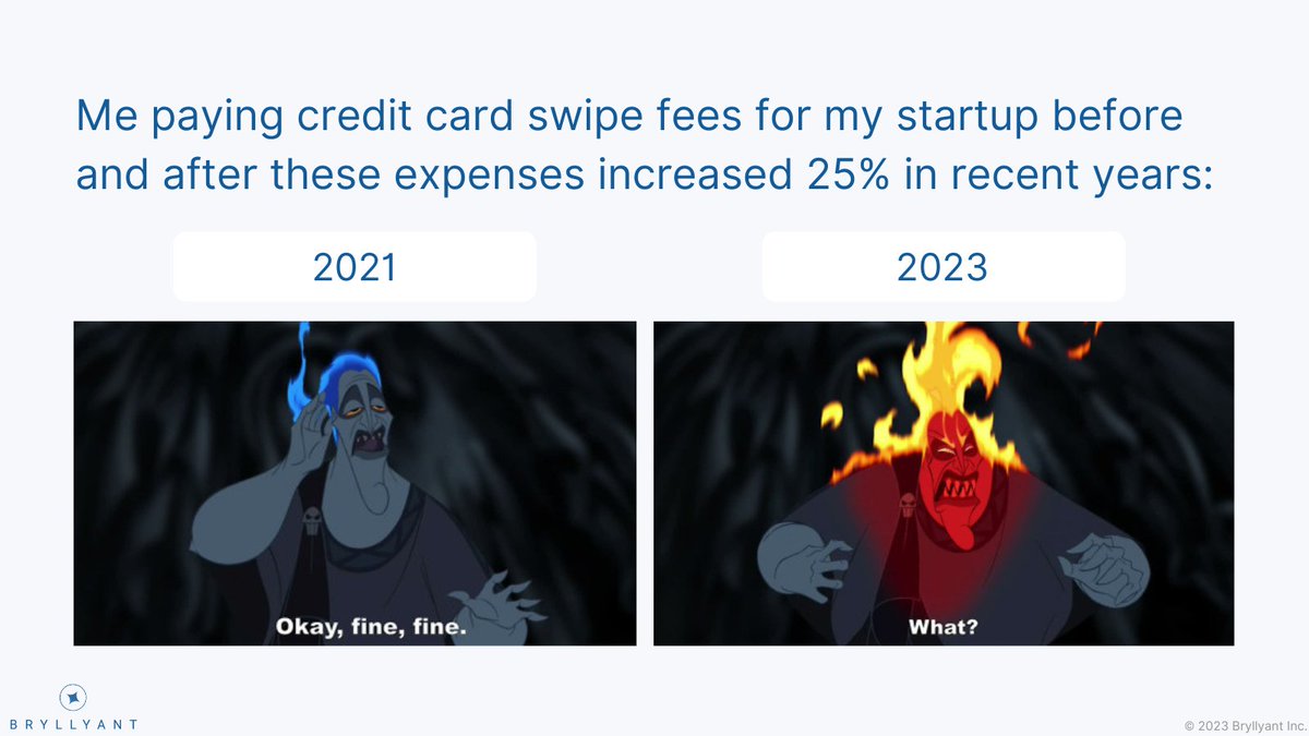 Rising credit card #swipefees have left some #startup founders fuming like Hades!😡 Our latest blog post has 4️⃣ tips to help you manage these costs. bit.ly/3DcOVo9

#Inflation #BeBryllyant