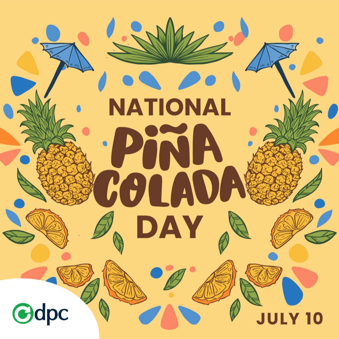 DPCTechSupport's tweet image. National Piña Colada Day: Transport yourself to a tropical paradise by enjoying a refreshing piña colada today. This classic cocktail is the perfect way to beat the summer heat and get into a vacation state of mind.
.
.
.
#Nationalpinacoladaday