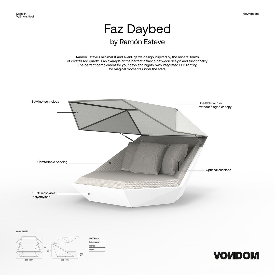 VondomUSA's tweet photo. ✨ Vondom Daybed Faz

#Vondom #Daybed #RamónEsteve #MinimalistLuxury #DesignFunctionality #OutdoorLiving #LuxuryDaybed #StarryNights #OutdoorIndulgence #HighEndFurniture #VondomNorthAmerica #OutdoorFurniture #PatioFurniture #LuxuryOutdoor #LuxuryInteriorDesign #InteriorDesign https://t.co/9788OrXnAL