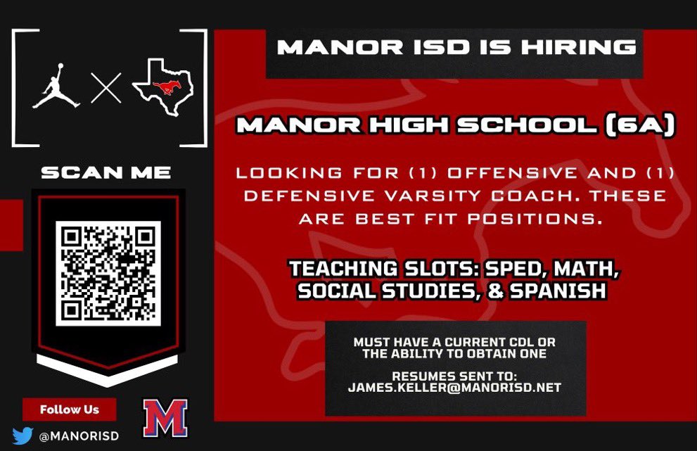 We are looking for two upbeat high energy coaches. 6A program in the Austin area.
