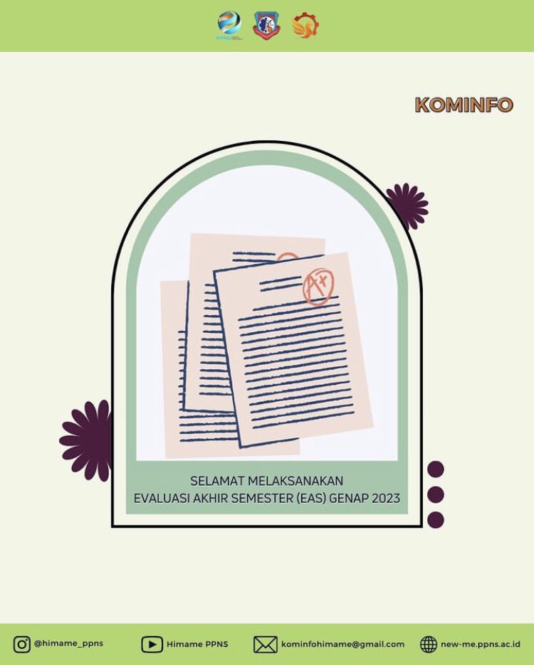 HIMAME_PPNS's tweet photo. #VIVATME
#PRIMUSINTERPHARES
Halo Maestro!!!
Selamat melaksanakan EAS Genap 2023,
semoga kita mendapatkan nilai dan hasil yang memuaskan. https://t.co/iJCz1g7xYS