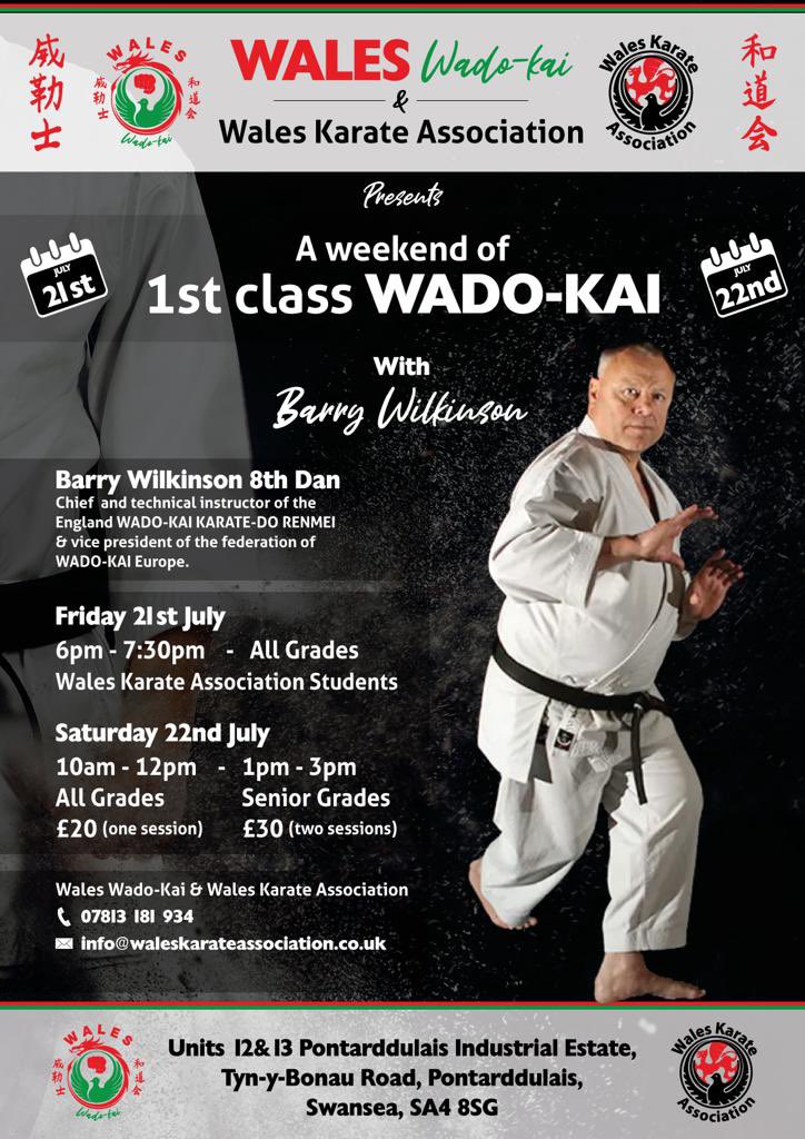 Right then my Wado friends, you are cordially invited to our Seminar with Sensei Barry Wilkinson 8th Dan, the Chief and Technical Instructor of the England Wado-Kai Karate-Do Renmei &amp; Vice President of the Federation of Wado-Kai Europe.