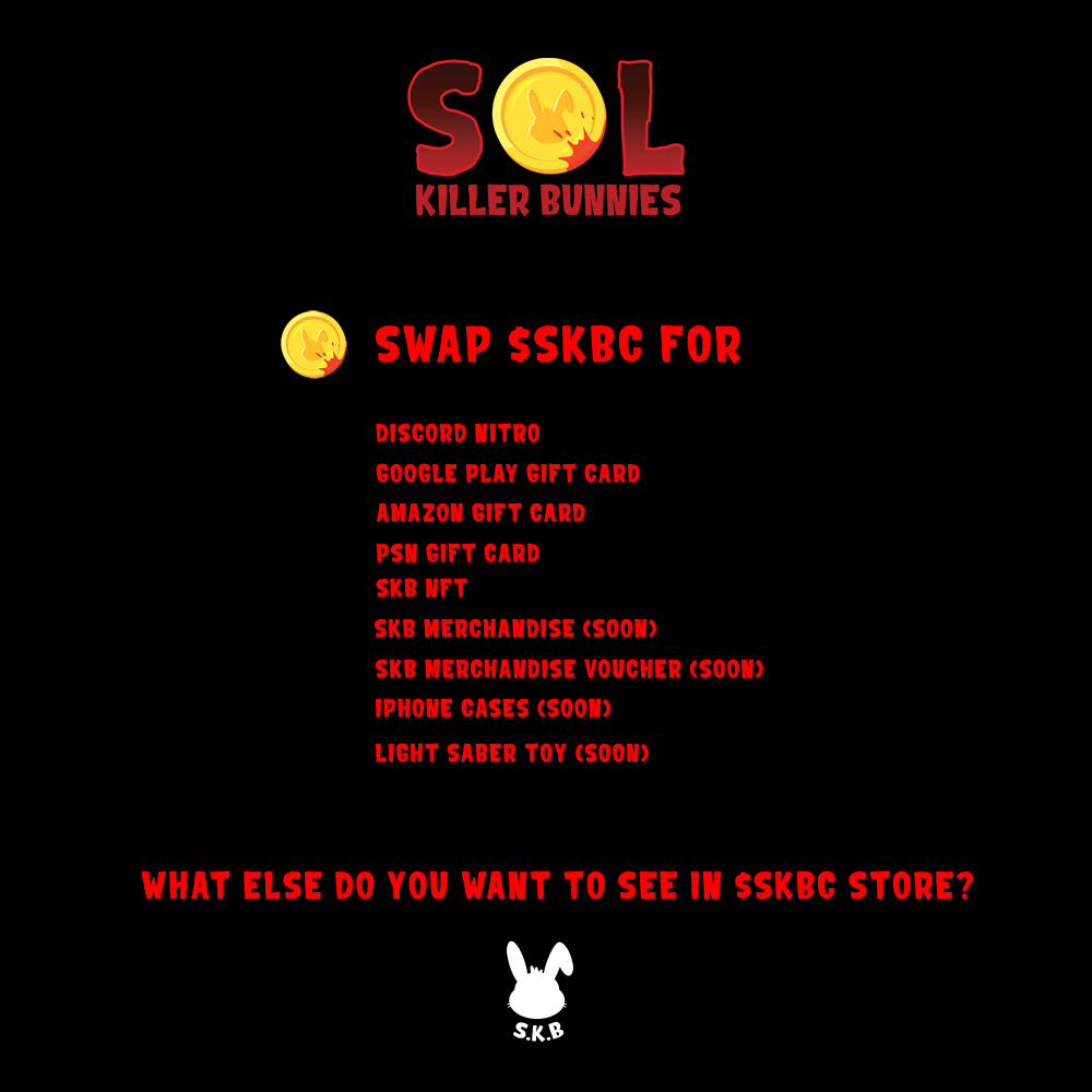 SKB_NFT's tweet photo. ✨SKBC STORE✨
So what can you do with your $SKBC. Check out $SKBC store. Get a #Discord #Nitro maybe?
https://t.co/0AFh8BMOeS
#nftcollector #nftcommunity #solananfts #solana #web3 #skbc #singapore #nfts #giftcards https://t.co/opr6woGO2H