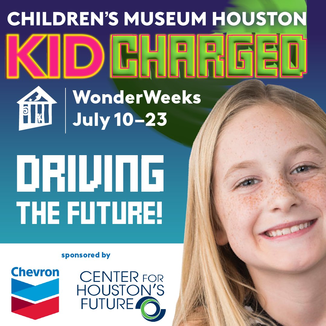 Kids take over in this fun-filled event which explores imagination and the future of fuel! And see Kid Charged: Driving the Future on 7/15 where you can build hovercars, explore water powered boats and more! bit.ly/44f0bfV Sponsored by @ChevronHouston and @FutureHouston