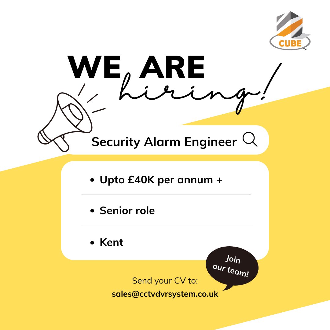 Security alarm engineer -  Kent 
Upto £40K per annum + van + other benefits
cctvdvrsystem.co.uk #alarm
