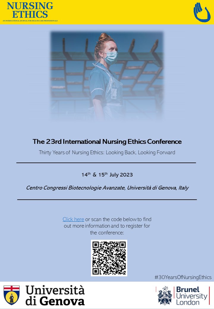 UoE Academy of Nursing (@exeternurse) on Twitter photo Last opportunity to register for our #NursingEthics conference in Genoa, Italy on the 14th and 15th July 2023, in collaboration with <a href="/UniGenova/">Università di Genova</a> and <a href="/Bruneluni/">Brunel University of London</a>.
#30YearsOfNursingEthics
Register: dissal.unige.it/Thirty_Years_N… Last opportunity to register for our #NursingEthics conference in Genoa, Italy on the 14th and 15th July 2023, in collaboration with <a href="/UniGenova/">Università di Genova</a> and <a href="/Bruneluni/">Brunel University of London</a>.
#30YearsOfNursingEthics
Register: dissal.unige.it/Thirty_Years_N…