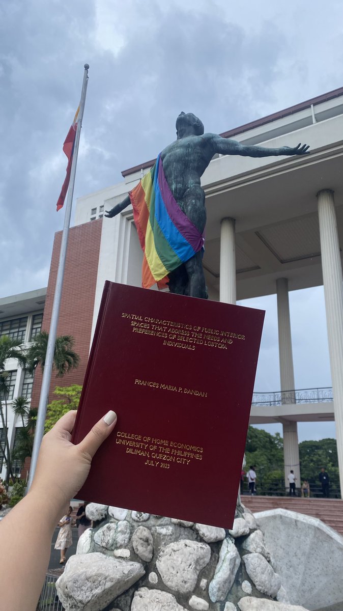 franceskills's tweet photo. i rarely tweet now but reviving this acct just to post about finally completing my thesis about queer spaces 🏳️‍🌈

this is dedicated to all the girls and gays of my life!! you all deserve spaces that are safe, inclusive, and yassified 💅

graduating na tayo mga bading!!! 🌻 https://t.co/dp9U9ydxXb