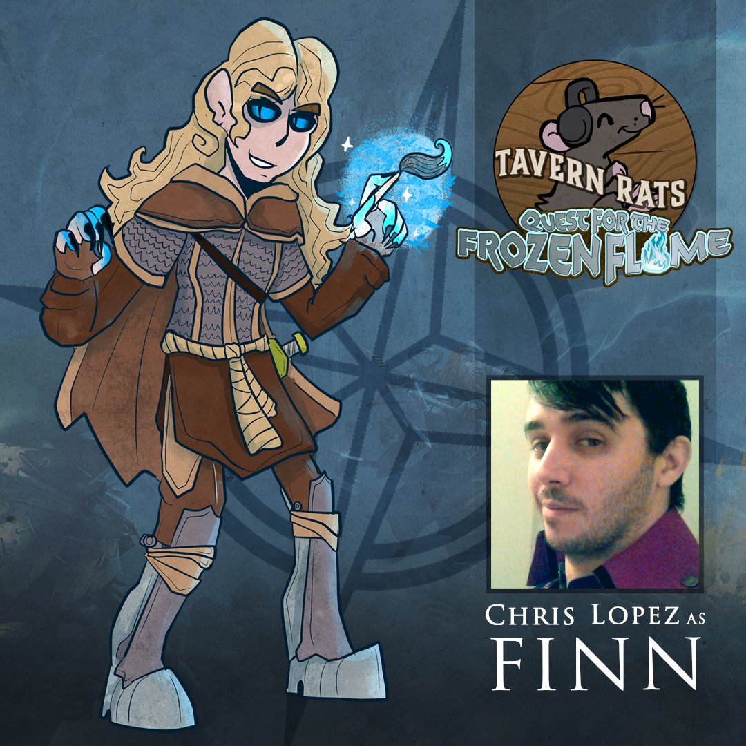 Clever and carefree, Finn is always looking for new ways to create art. He traces his paintbrush in the air to cast magical spells.✨

Chris Lopez plays Finn the draconic bard on Tavern Rats, a PF2 actual play podcast on <a href="/knowdirection/">Know Direction @knowdirection.bsky.social</a>. Listen now! knowdirectionpodcast.com/2023/07/tavern…
