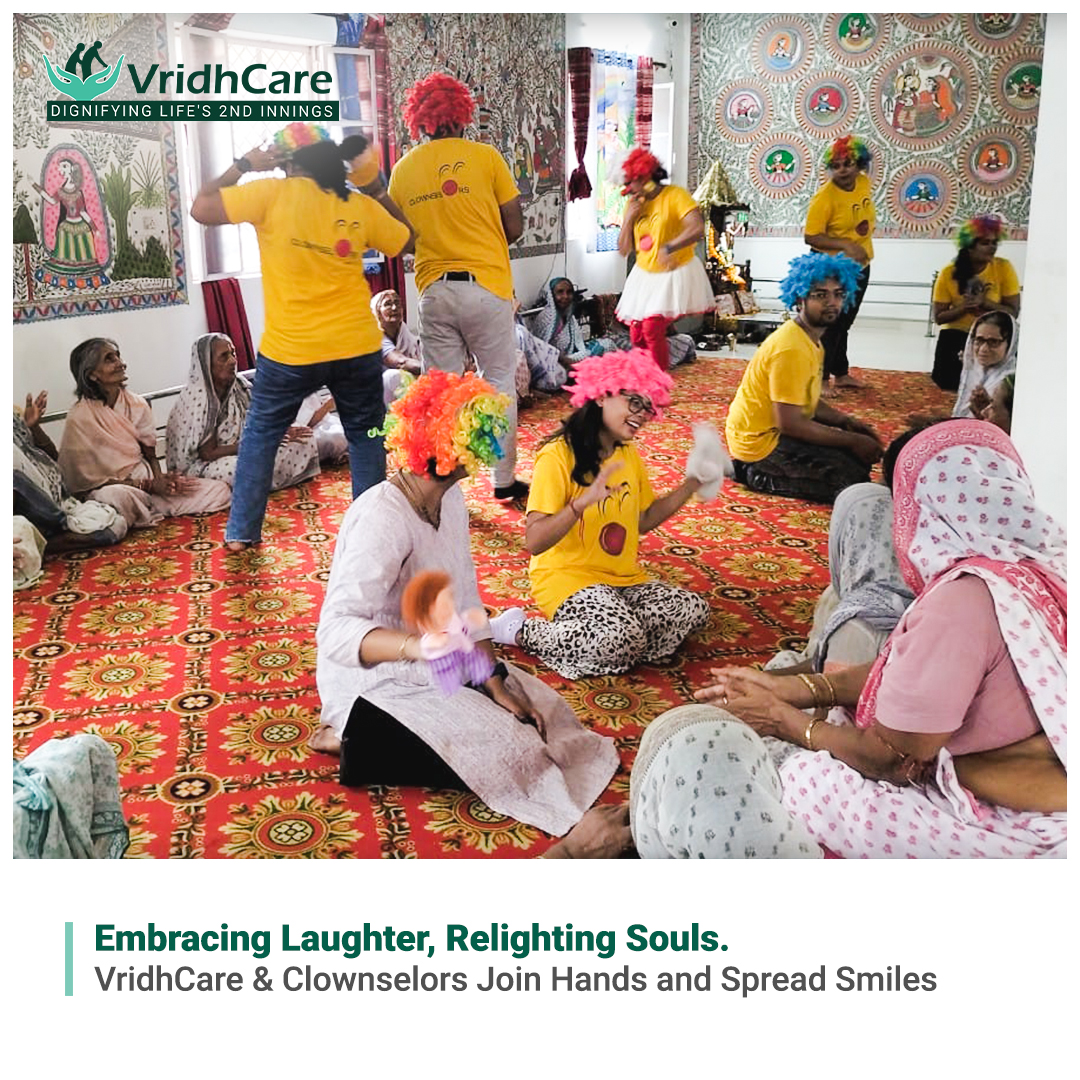 Vridhcare joined forces with Clownselors to infuse #laughter, #happiness, and rejuvenation into the lives of Vrindavan's senior citizens. Together, we strive to create a refreshing haven, reminding them that joy knows no age! 

#clowns #Elder #eldercare #happinessmantra #love