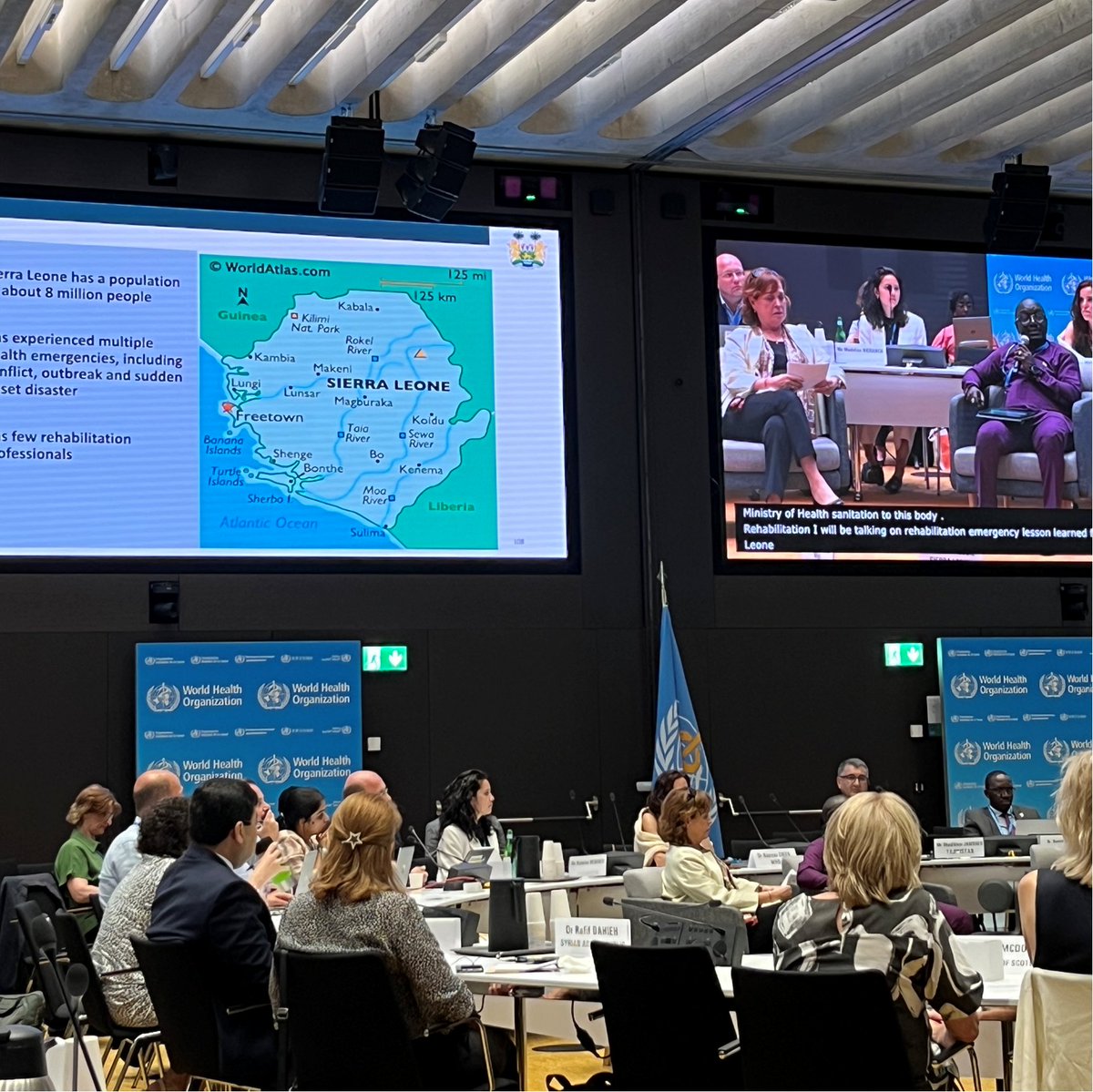 The Sierra Leone Physiotherapy Association is the newest member of @WorldPhysio1951 and one of the smallest with only 18 PTs. Today at @WHO during #Rehab2030 the SLPA president Ismaila Kebbie outlined the rehabilitation response in that country after a natural disaster. #GlobalPT