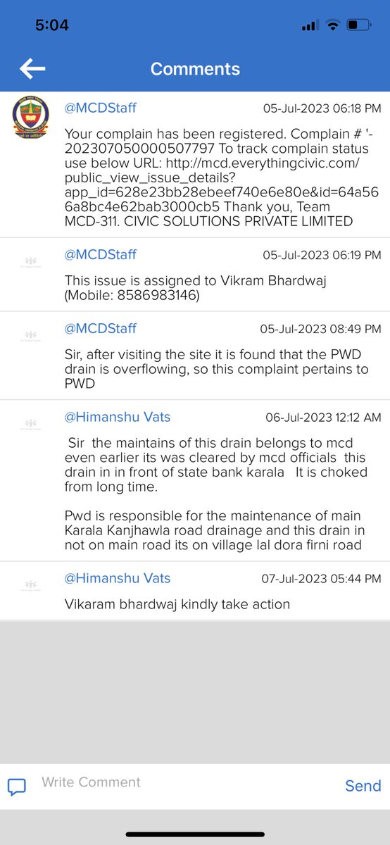 isagarmathur's tweet photo. @DelhiComplaint @ArvindKejriwal @MCDdelhi @LtGovDelhi @CMODelhi @DelhiMcd @MCD_Delhi No action taken my @MCDdelhi  till now  even  we have given  complained about this on mcd 311 app  no response from the assigned person  he is saying its pwd duty  but its in the village area thats the duty of mcd delhi to look after these drainage @DelhiComplaint  @CMODelhi https://t.co/8JdD8zCorc