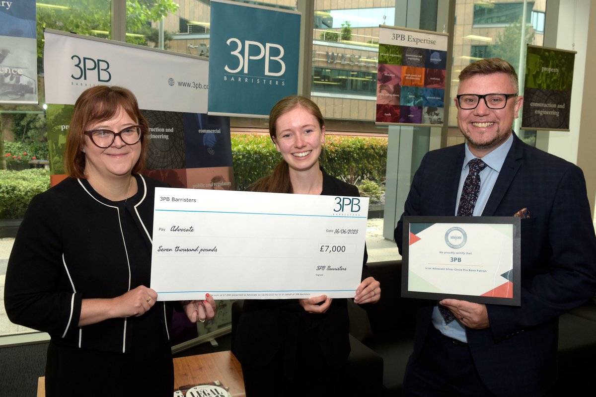 3PB’s group of family barristers have made a donation of £7,000 to Advocate in support of the charity’s work in matching people in need of legal advice with barristers willing to take on cases on a pro bono basis.

Read more here: 3pb.co.uk/3pb-barristers…
<a href="/WeAreAdvocate/">Advocate</a> #familylaw